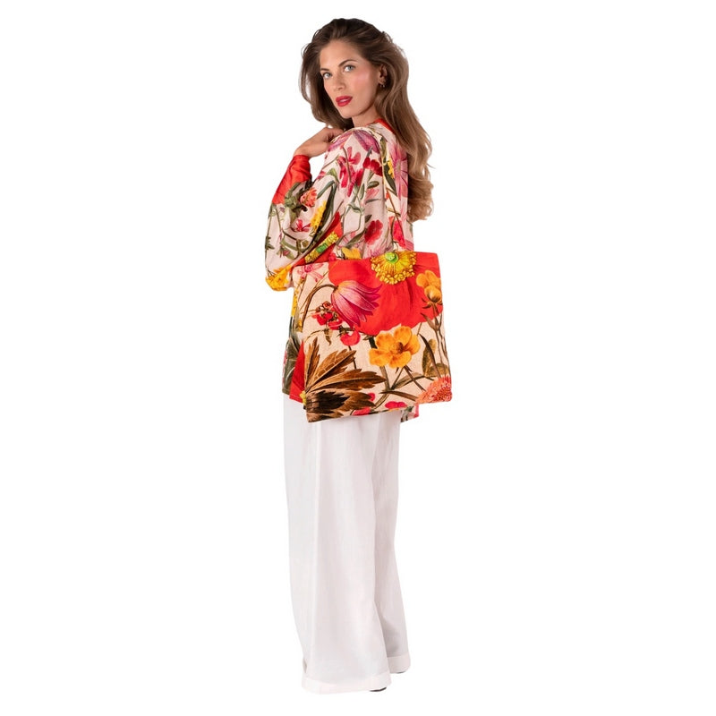 Powder Designs Velvet Tote - Fine Flowers Cream TOT26 on model