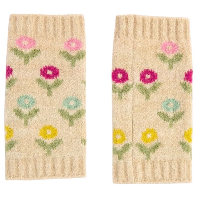 Powder Designs Willow Ditsy Flower Wrist Warmers Cream WIL9 front and back