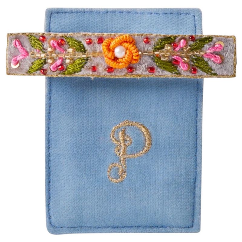 Powder UK Narrow Jewelled Hair Bar Denim Floral Vine BRT3 main