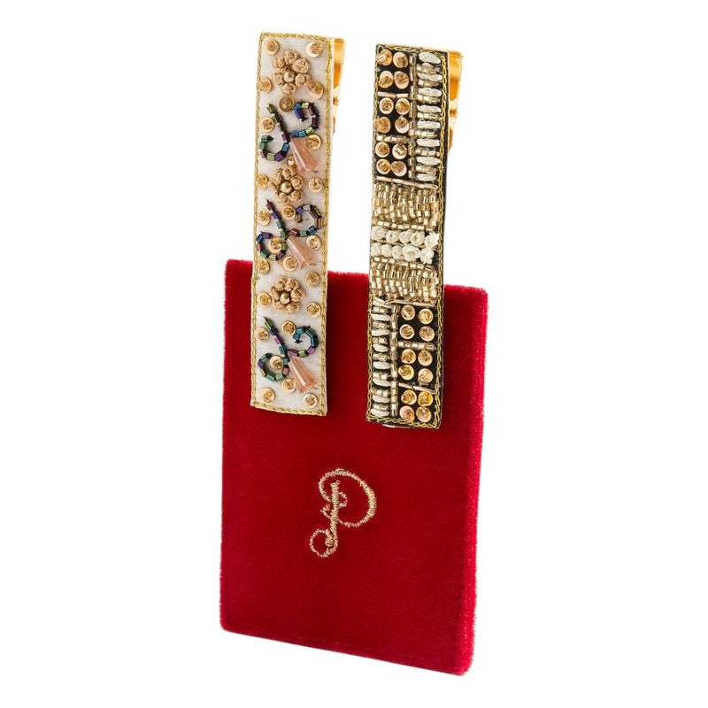 Powder UK Narrow Jewelled Hair Bar Glamour Midnight & Champagne 2 Pack BAR23 main