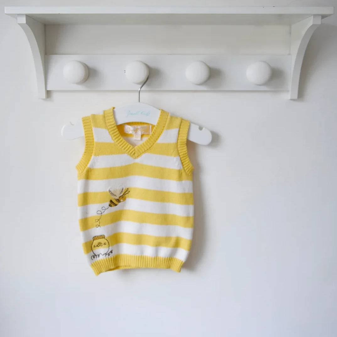 Powell Craft Bumble Bee Knitted Baby's Tank Top on hanger front