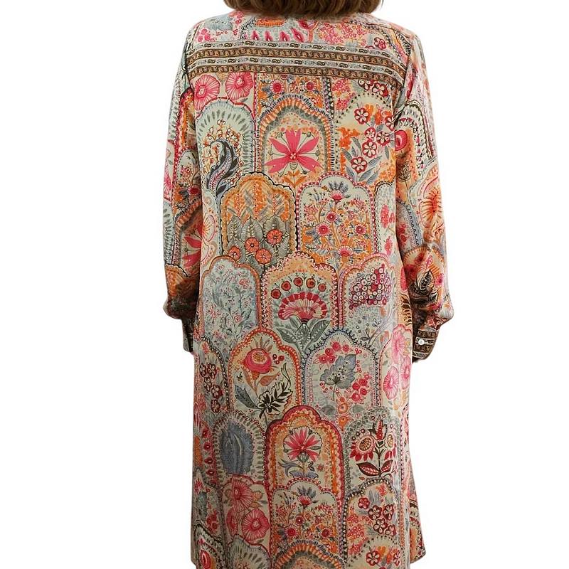 Powell Craft Elora Floral Print Shirt Dress NSDQ890 on model rear