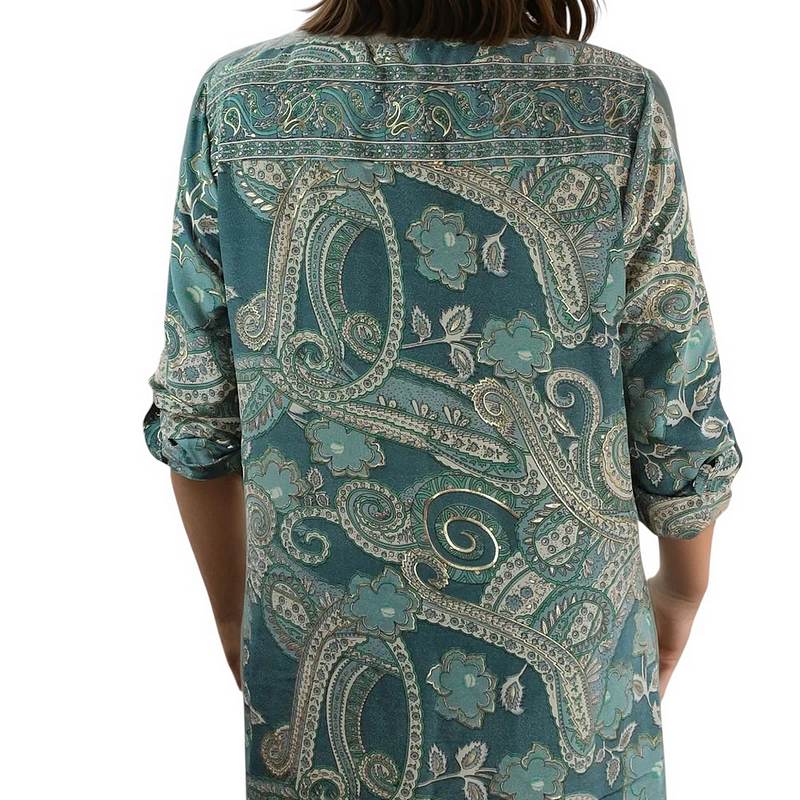 Powell Craft Hope Floral Print Shirt Dress One Size NSDQ894 on model rear