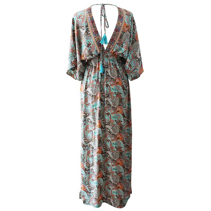 Powell Craft Nova V-Neck Batwing Paisley Dress DRV674 front