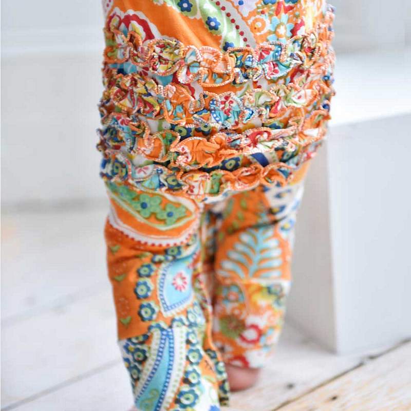 Powell Craft Orange Paisley Short Sleeve Jumpsuit JS8412 on model