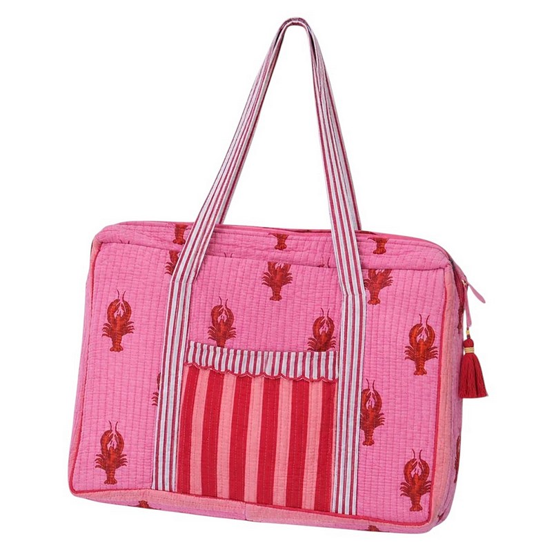 Pink & Red Lobster Print Tote Bag