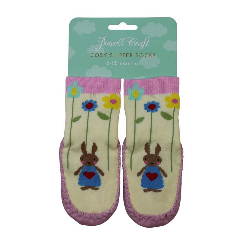 Powell Craft Rabbit Cosy Slipper Socks Moccasins HKRAM front
