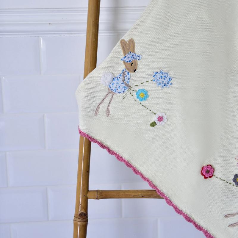 Powell Craft Rabbit Pram Blanket HKR0 lifestyle