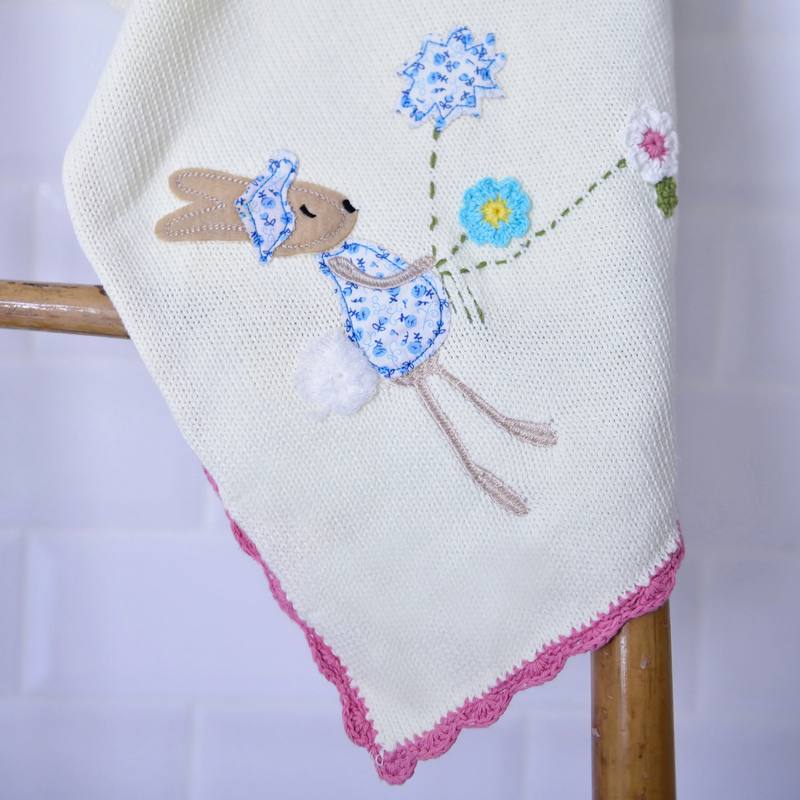 Powell Craft Rabbit Pram Blanket HKR0 lifestyle