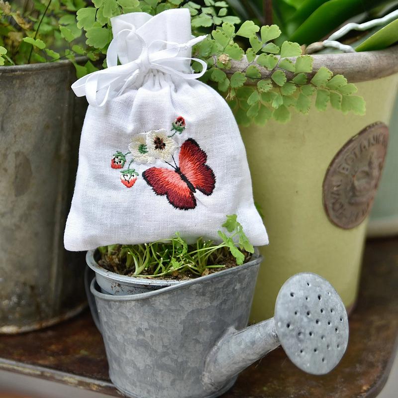 Powell Craft Red Butterfly Embroidered Sachet Potpourri LS26 lifestyle