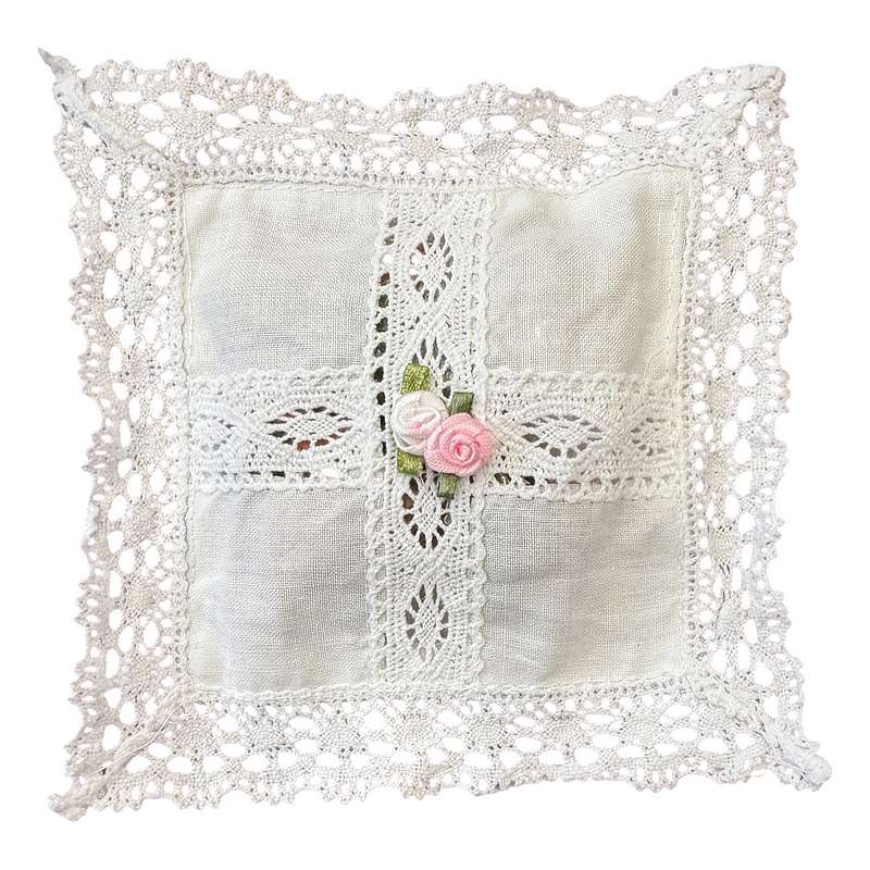 Powell Craft White Cotton Lace Edged Square Sachet Potpourri EL7 front