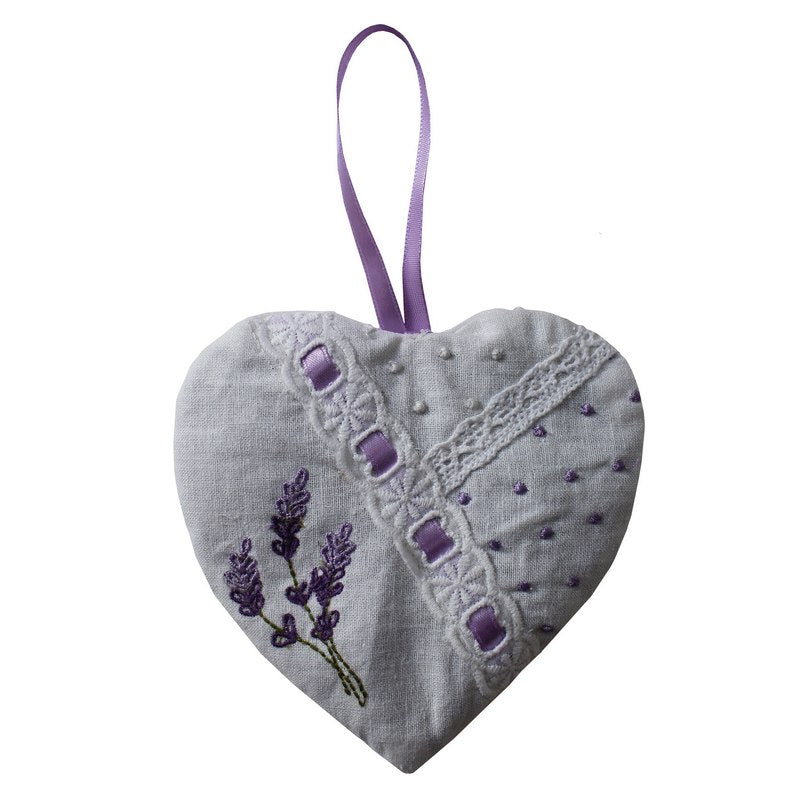 Powell Craft Embroidered Ribboned Lavender Heart LS21 main