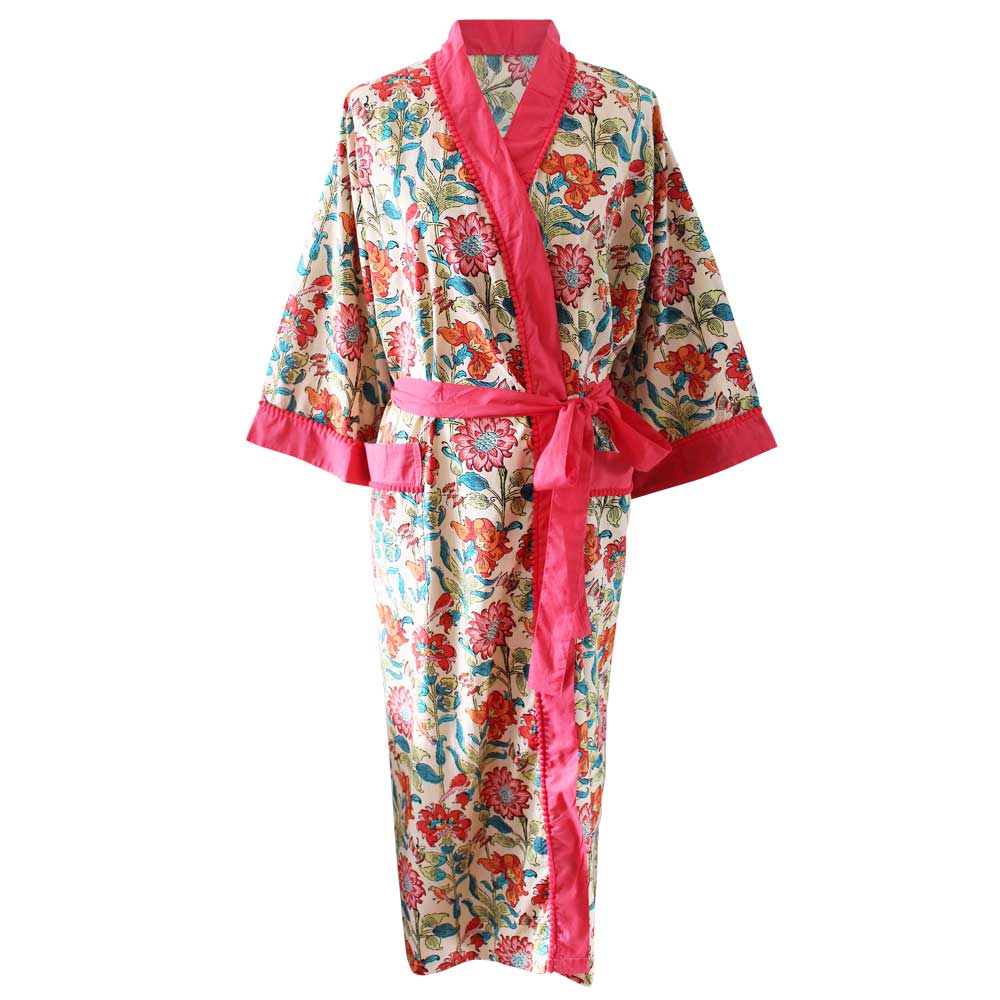 Powell Craft Floral Garden Dressing Gown DG418 front
