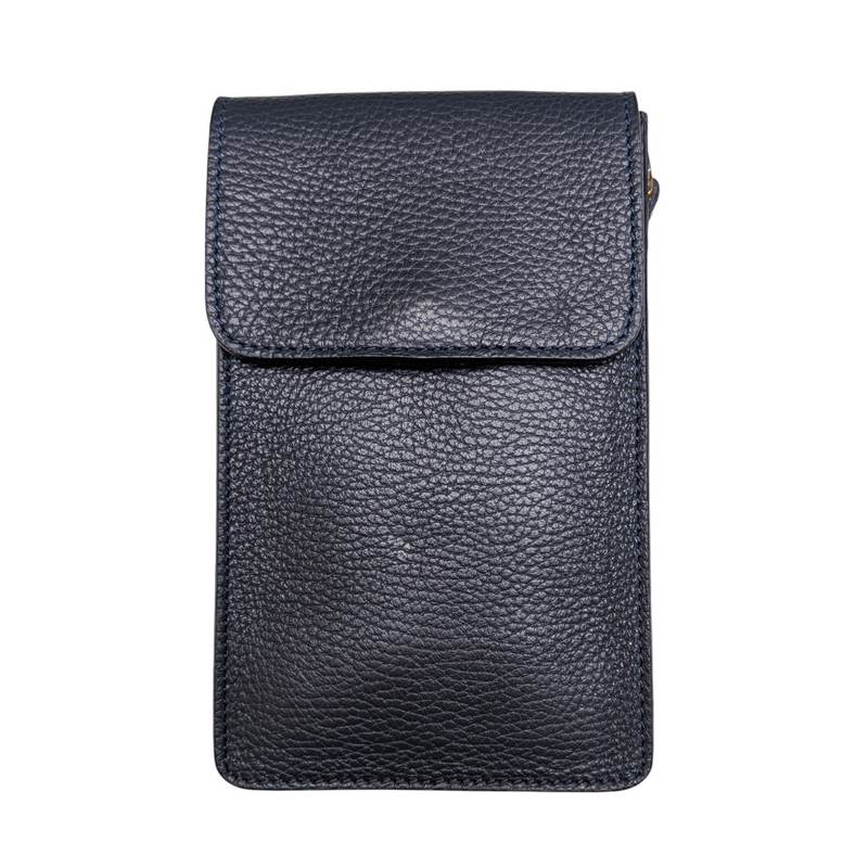 Italian Leather Cross-body Phone Bag Navy PS478 front