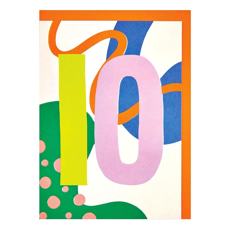 Raspberry Blossom Age 10 Birthday Card NEA05 front