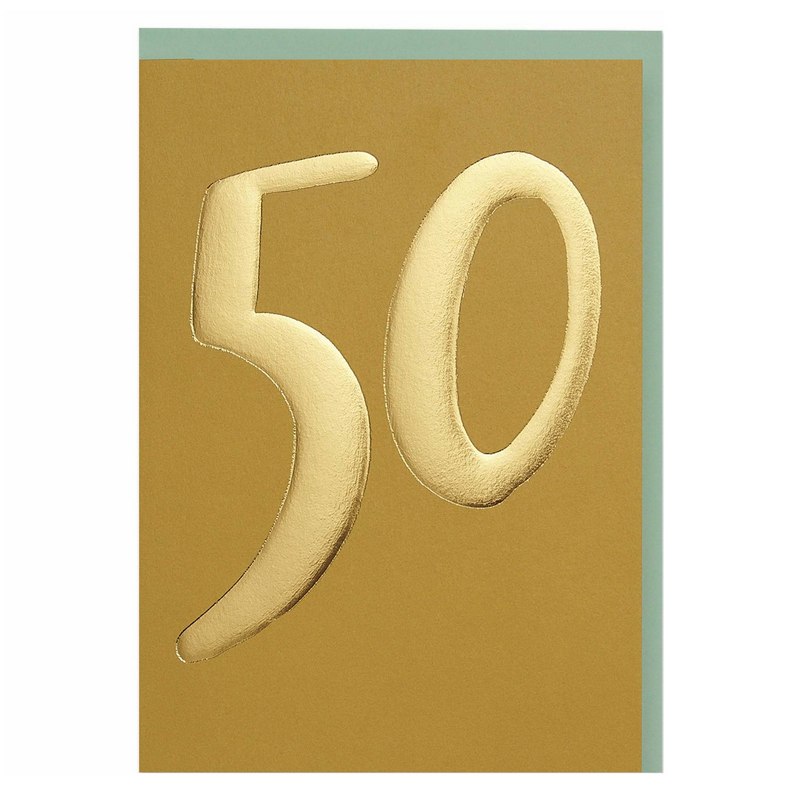Raspberry Blossom Age 50 Gold Foil Birthday Card WHM52 front