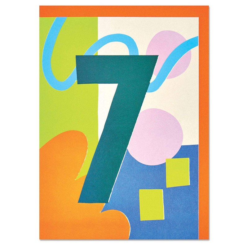 Raspberry Blossom Age 7 Birthday Card NEA02 front