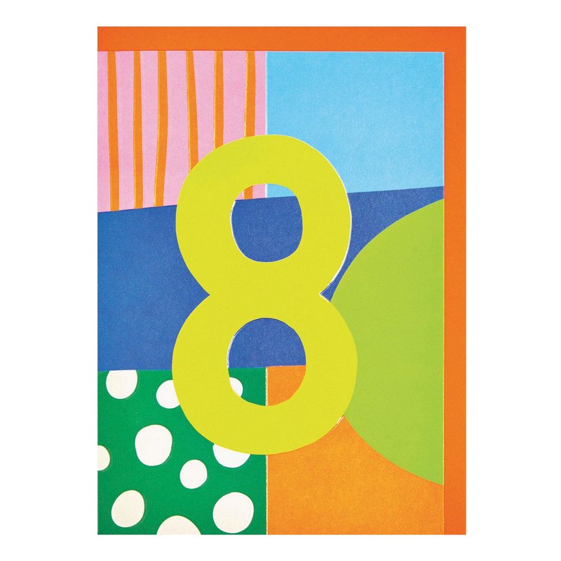 Raspberry Blossom Age 8 Birthday Card NEA03 front