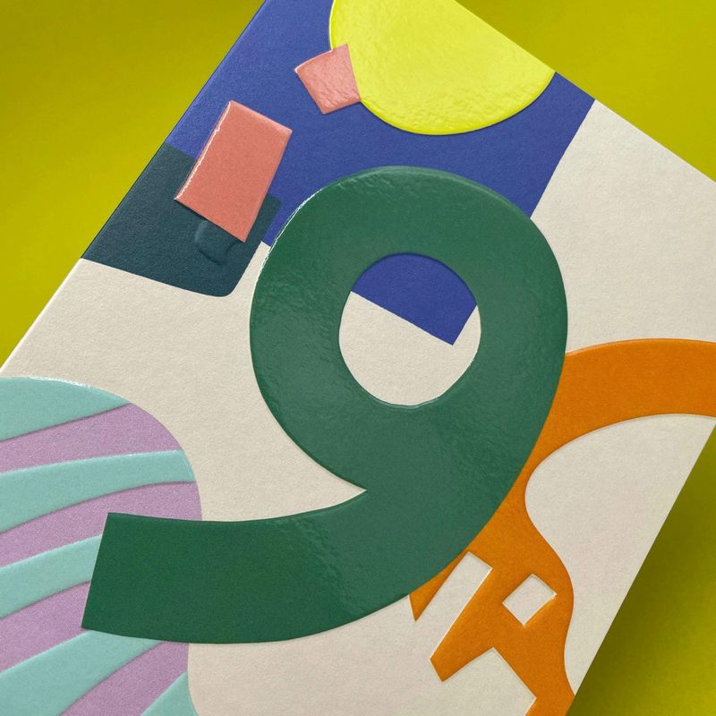 Raspberry Blossom Age 9 Birthday Card NEA04 detail