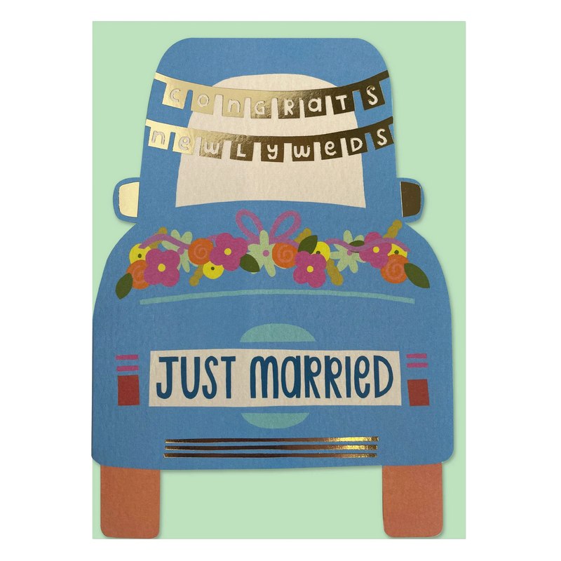 Raspberry Blossom Congrats Newlyweds Just Married Card BRS10 front