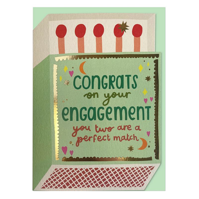 Raspberry Blossom Congrats On Your Engagement Matchbox Card BRS09 front