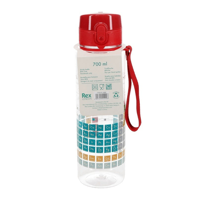 Rex International Drinking Bottle with Push Button Periodic Table 700ml 30960 label back