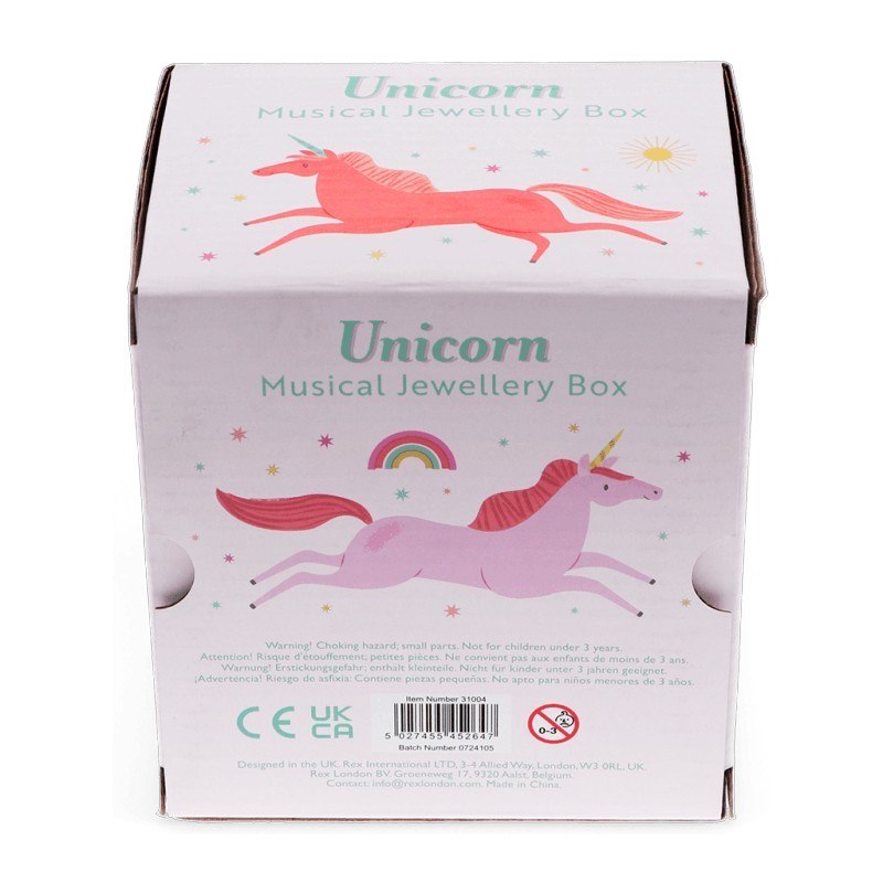 Rex International Musical Jewellery Box Unicorn 31004 box back