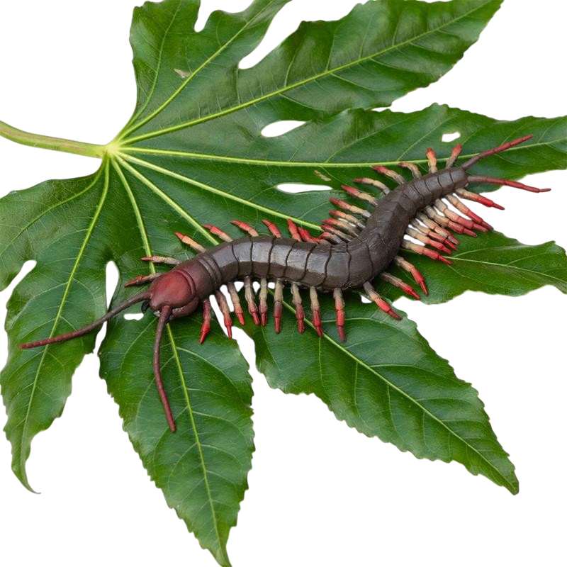 Rex International Realistic Centipede Toy 30879 on leaf