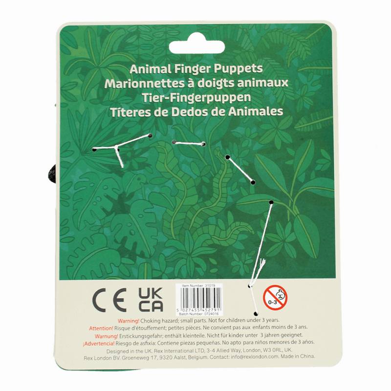 Rex International Safari Animal Finger Puppets Set of 5 31019 packaging back