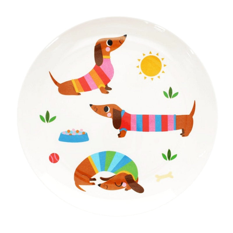 Rex International Sunny Sausage Dog Children's Melamine Plate 30909 front
