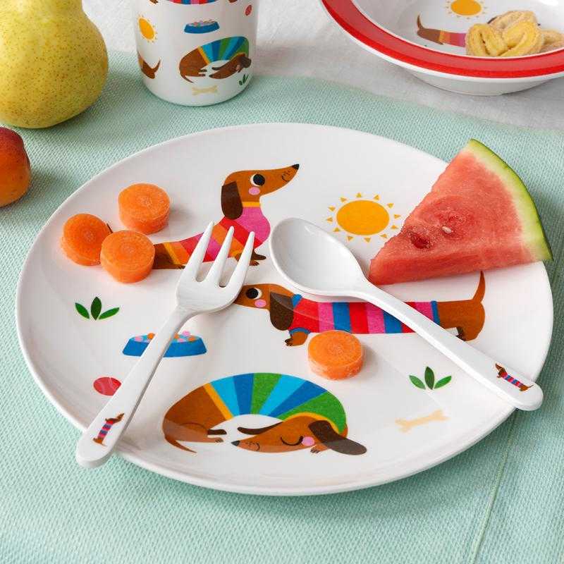 Rex International Sunny Sausage Dog Children's Melamine Plate 30909 lifestyle