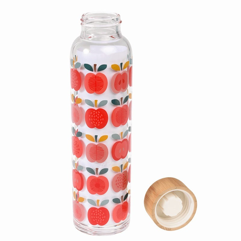 Rex International Vintage Apple Glass Water Bottle 420ml 29133 lid off