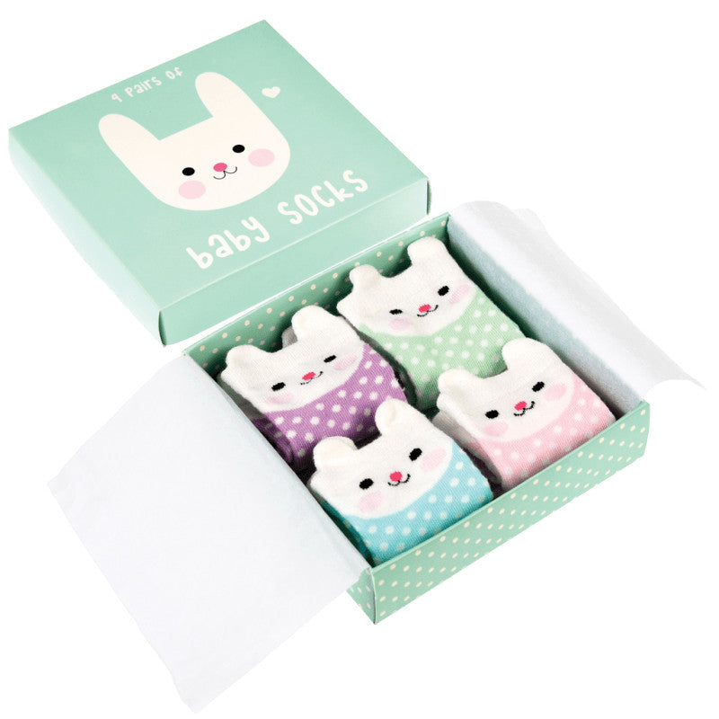 Rex London Bonnie The Bunny 4 Pairs Baby Socks 27479 in box
