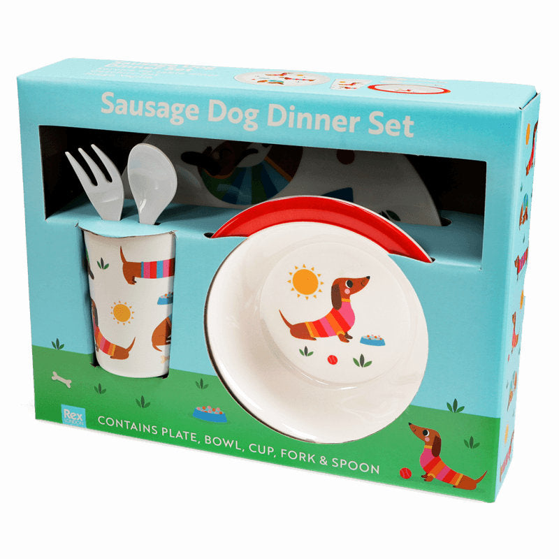Rex London Melamine Dinner Set Sausage Dog 30785 front