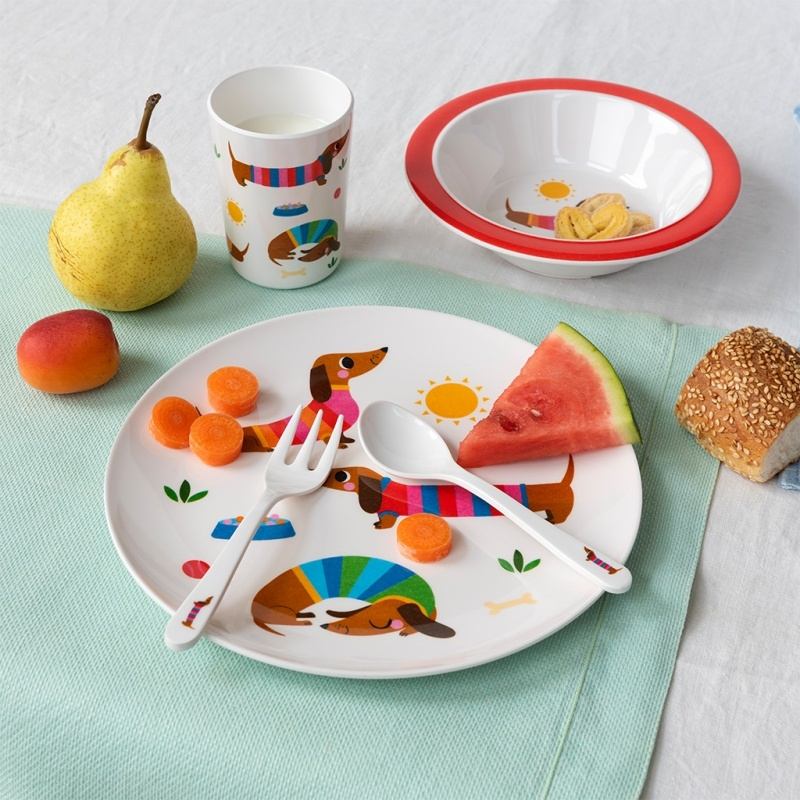 Rex London Melamine Dinner Set Sausage Dog 30785 lifestyle