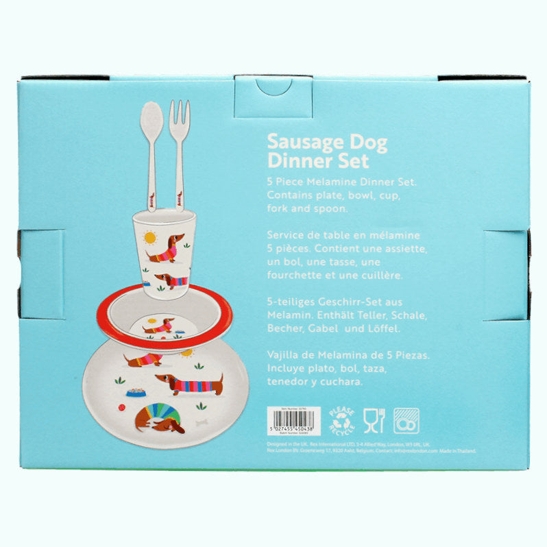 Rex London Melamine Dinner Set Sausage Dog 30785 rear