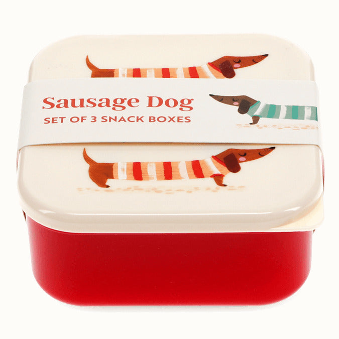 Rex London Sausage Dog Snack Boxes Set 30711 in packaging