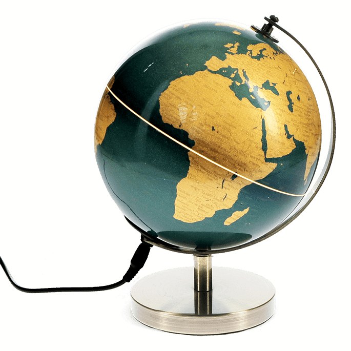 Rex London USB World Globe Light 14.2 cm Blue and Gold 31079 main