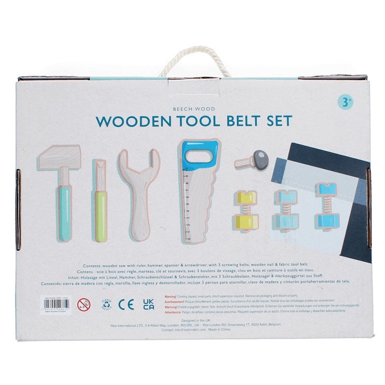 Rex London Wooden Tool Belt Set 30603 box rear
