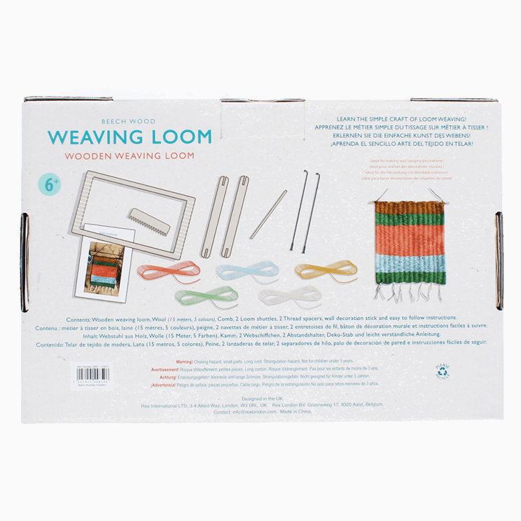 Rex London Wooden Weaving Loom Set 30601 box rear