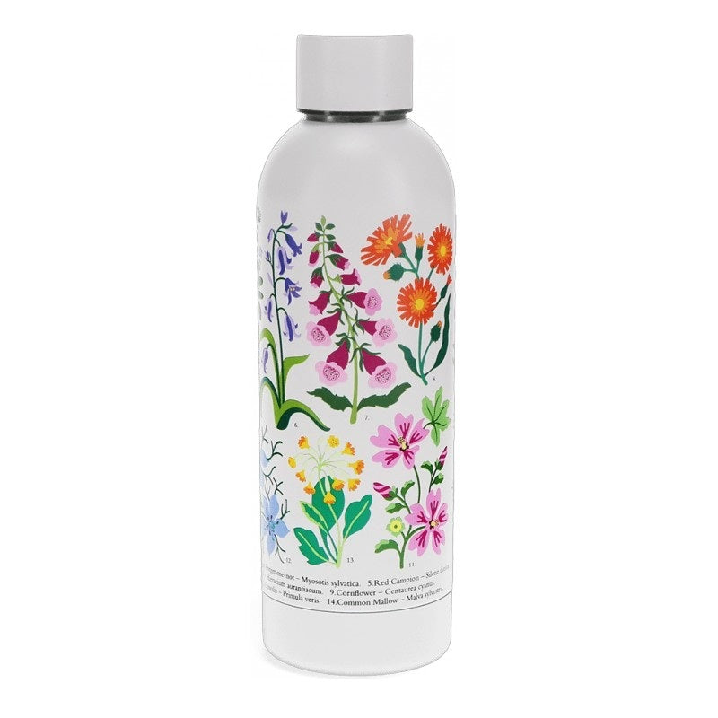 Rex International Wild Flowers Stainless Steel 500ml Drinking Bottle with label