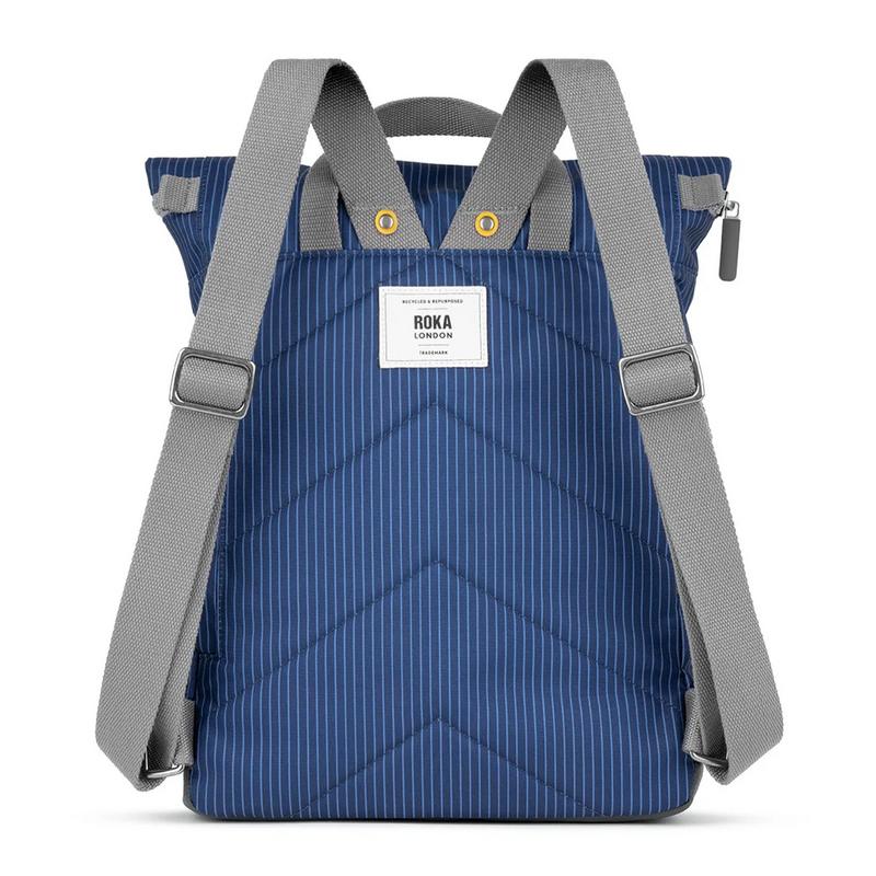 Roka Backpack Canfield B Sustainable Medium Denim Dark Wash Striped rear