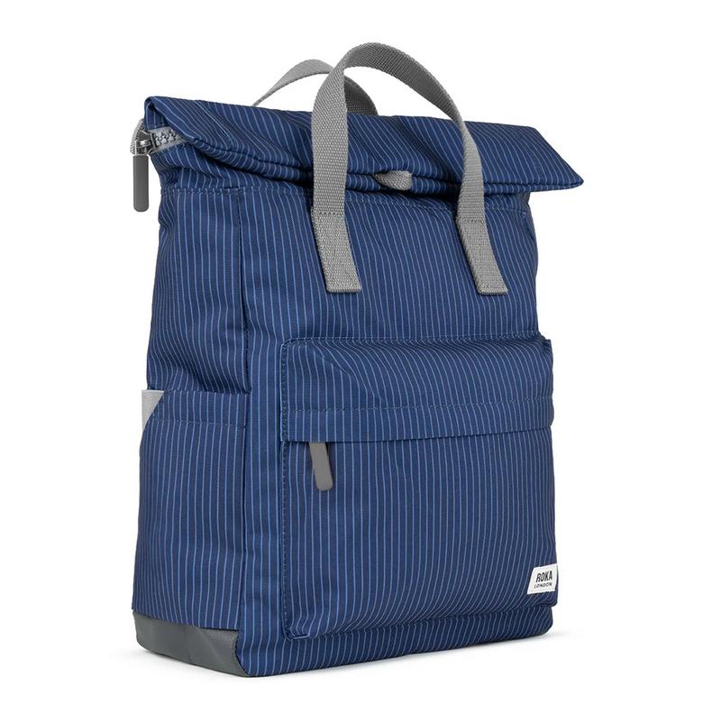 Roka Backpack Canfield B Sustainable Medium Denim Dark Wash Striped side
