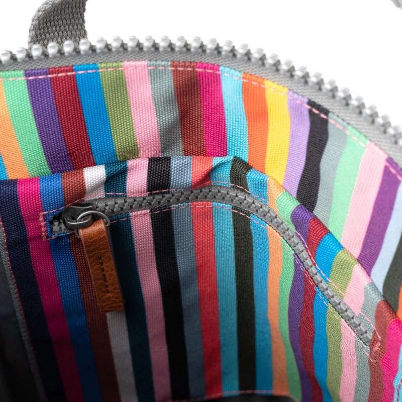 Roka Backpacks Bantry B Sustainable Small Multi Stripe internal zip pocket