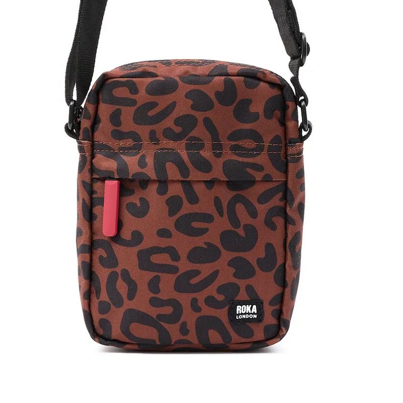 Roka Backpacks Bond Recycled Canvas Cross-body Bag Leopard Print BONDSRCSLP main