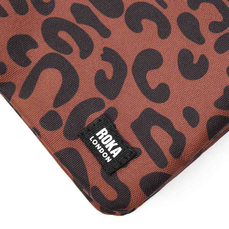 Roka Backpacks Carnaby Recycled Canvas Cross-body XL Leopard Print CARNXLRCSLP logo
