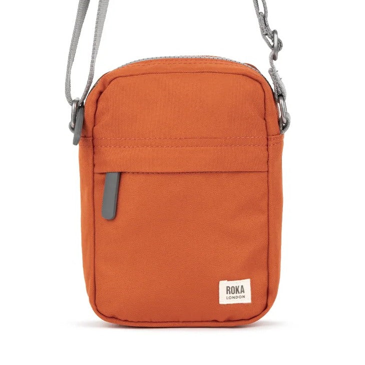 Roka Bond Recycled Canvas Cross-body Bag Pumpkin close-up