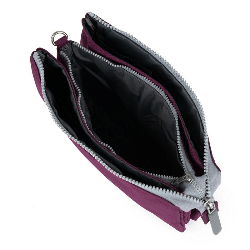 Roka Carnaby Recycled Canvas Cross-body XL Cherry Lacquer open