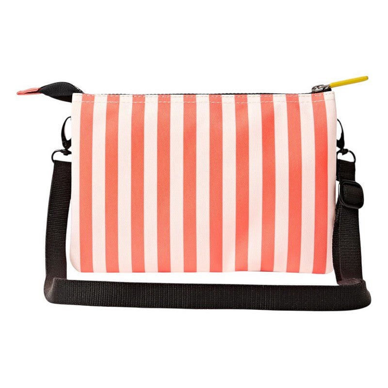 Roka Carnaby Recycled Canvas Cross-body XL Coral Stripe rear