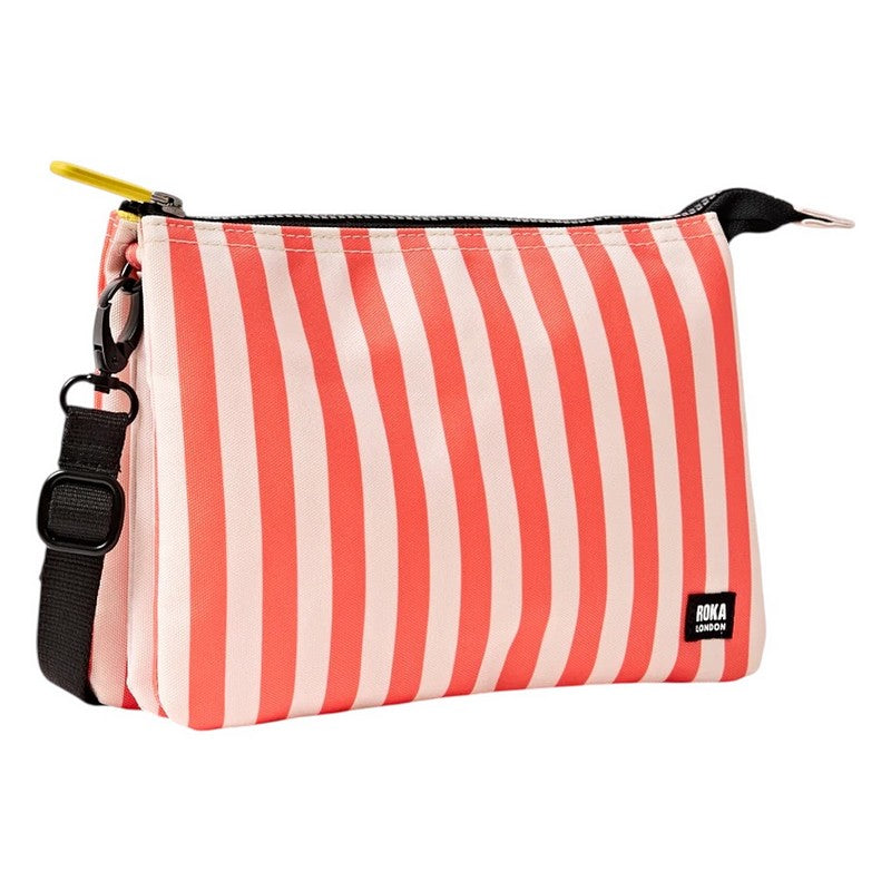 Roka Carnaby Recycled Canvas Cross-body XL Coral Stripe side